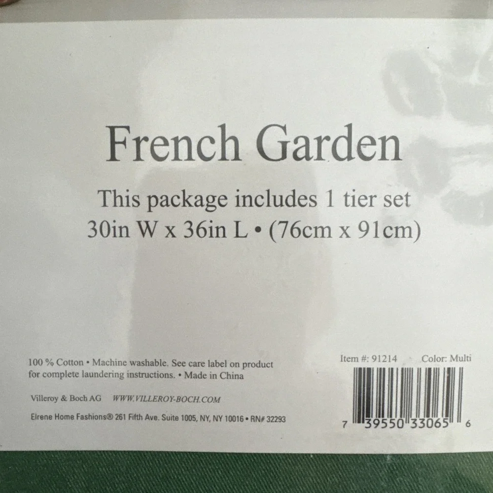 Kitchen Cafe Curtain Set Villeroy Boch French Garden 2 Tiers Window Treatment